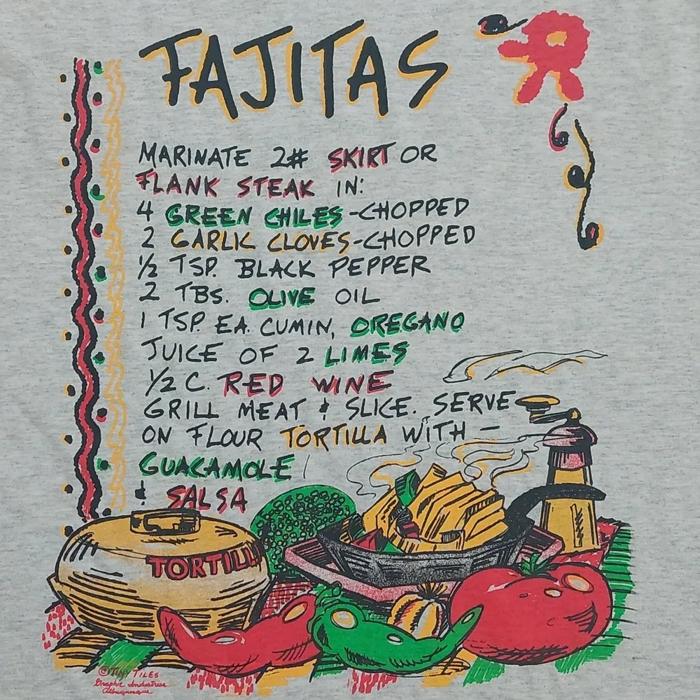 SCREEN STARS BEST Gray Fajitas Graphic T-Shirt NWOT